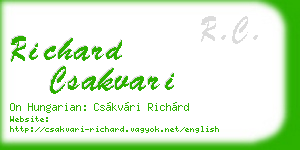 richard csakvari business card